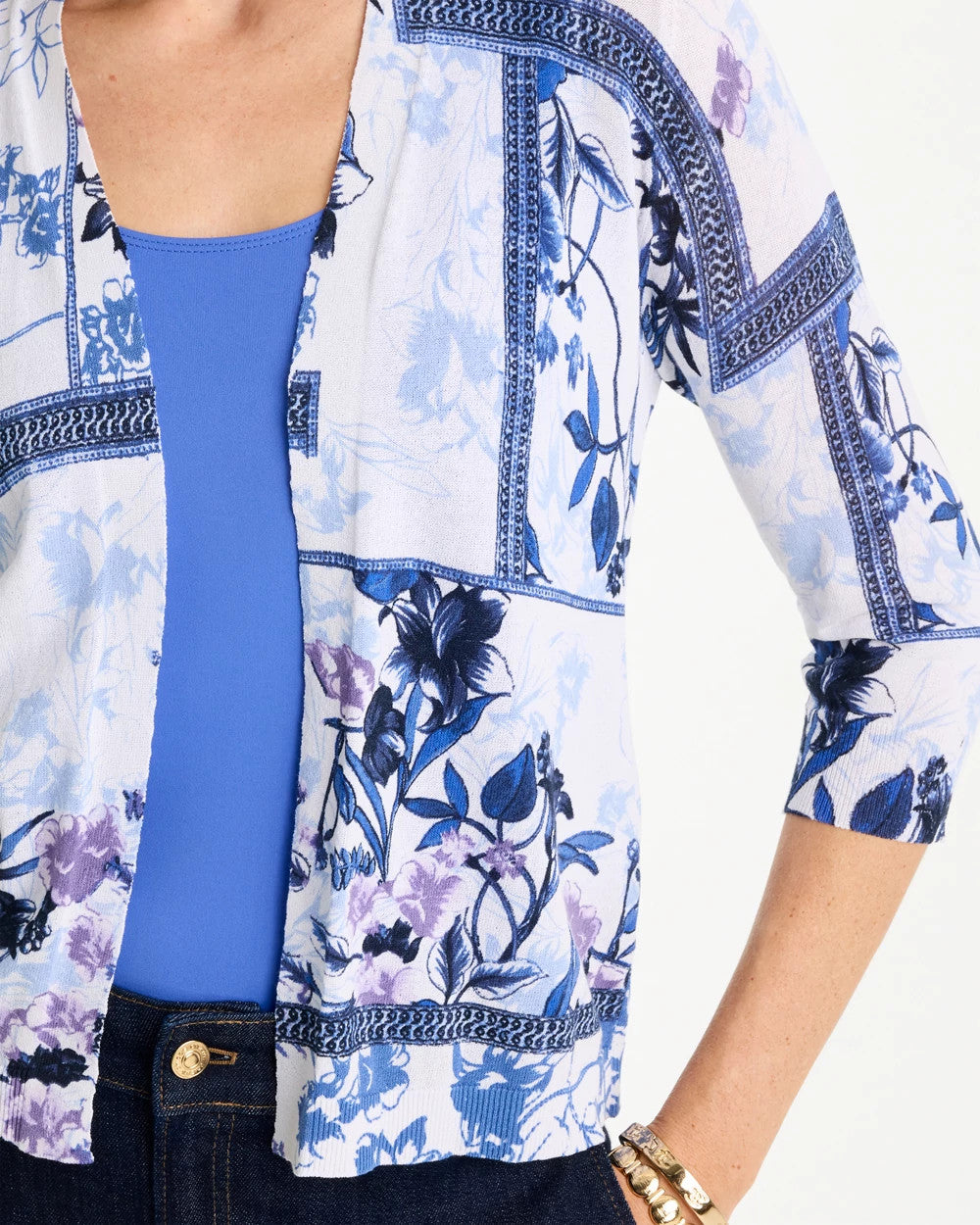 Chico's Summer Romance Botanical Cardigan Alabaster