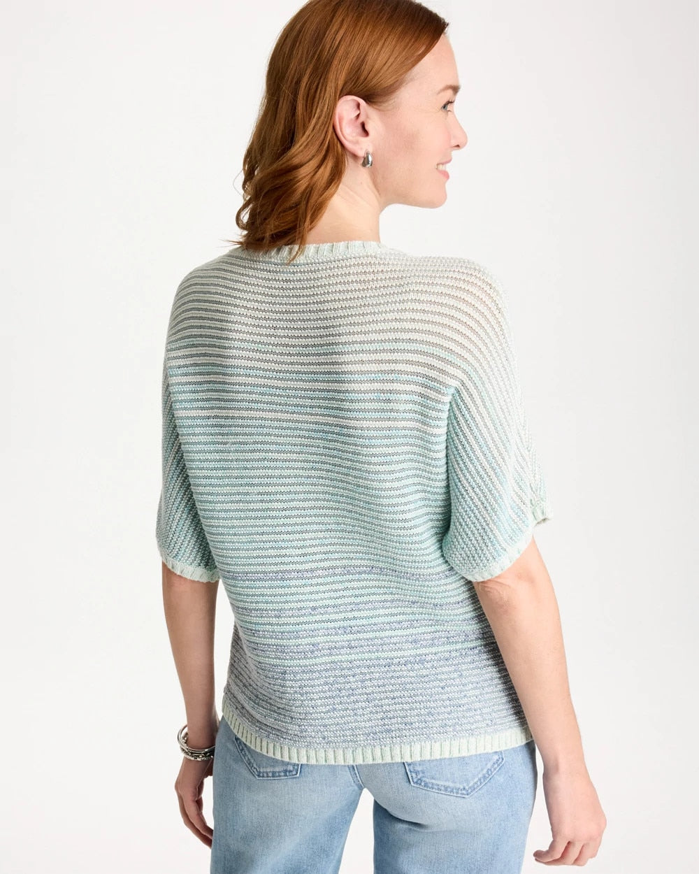 Chico's Space Dyed Pullover Sweater Passport Blue