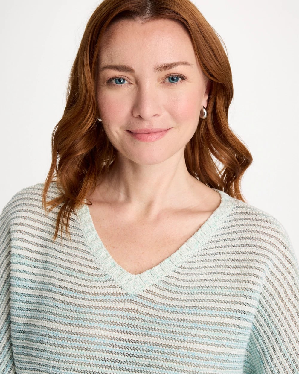 Chico's Space Dyed Pullover Sweater Passport Blue