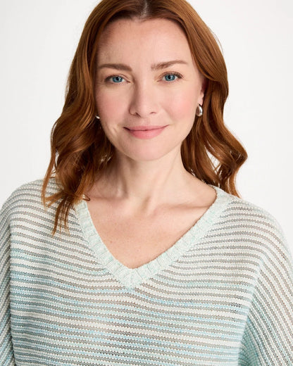 Chico's Space Dyed Pullover Sweater Passport Blue