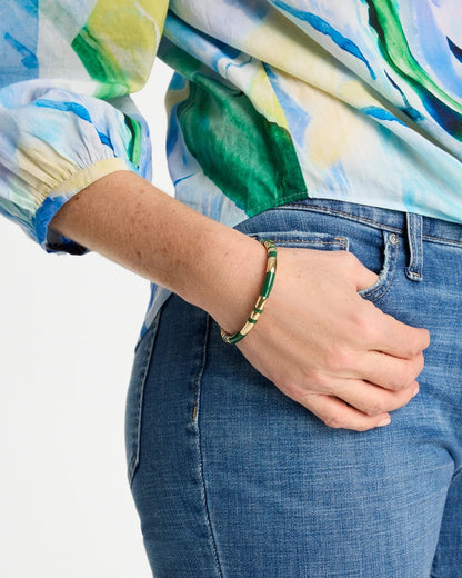 Chico's Green Enamel Hinge Bangle Green
