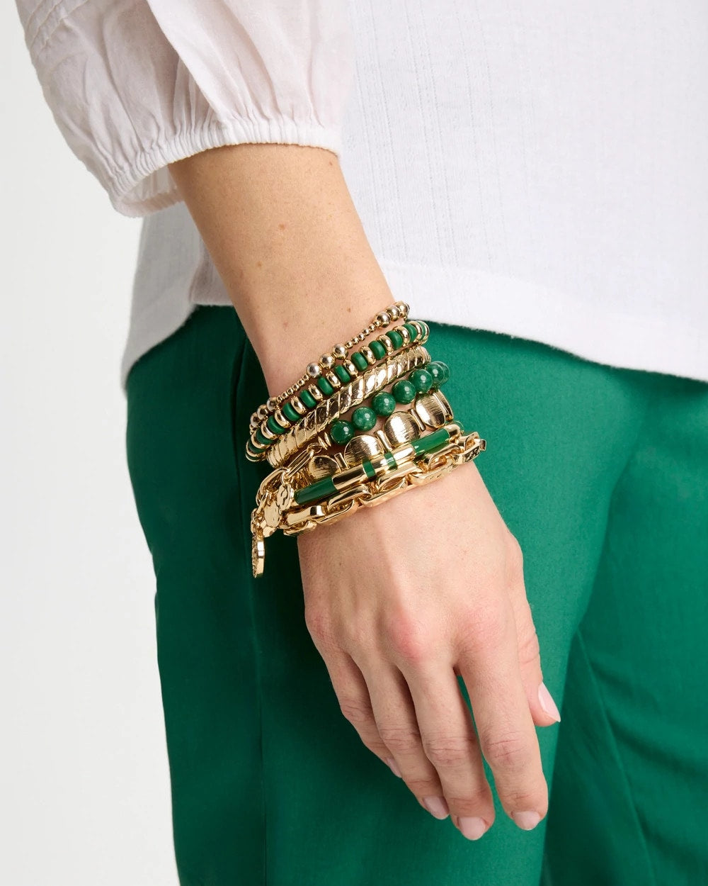 Chico's Green Enamel Hinge Bangle Green