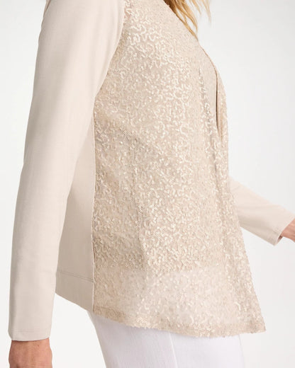 Chico's Knit Sequin Cardigan Smokey Taupe