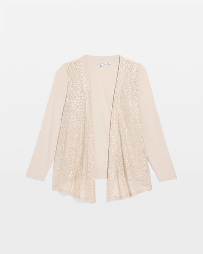 Chico's Knit Sequin Cardigan Smokey Taupe
