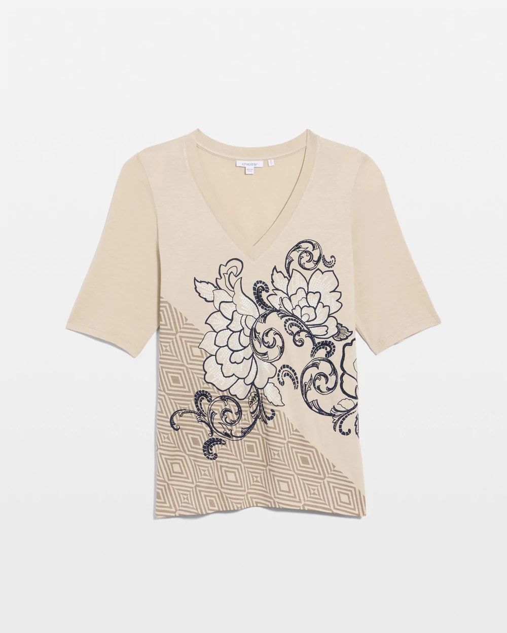 Chico's Knit Sequin Elbow Tee Topaz Smoke