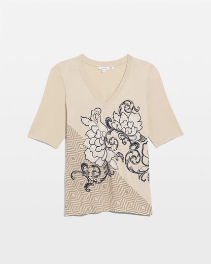 Chico's Knit Sequin Elbow Tee Topaz Smoke