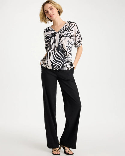 Chico's Linen Ruched Palm Tee Smokey Taupe