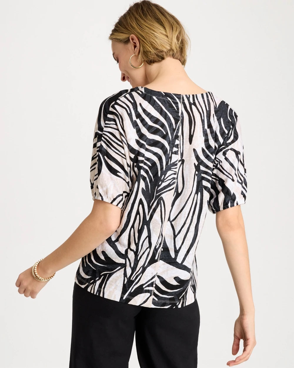 Chico's Linen Ruched Palm Tee Smokey Taupe