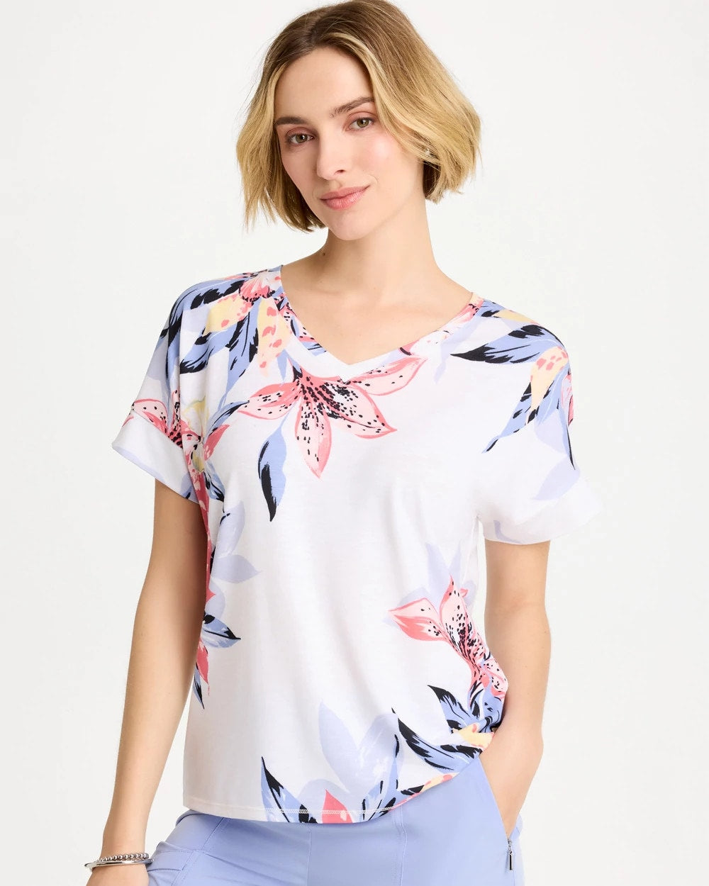 Chico's Zenergy® Lily Drop Shoulder Tee Calypso Coral