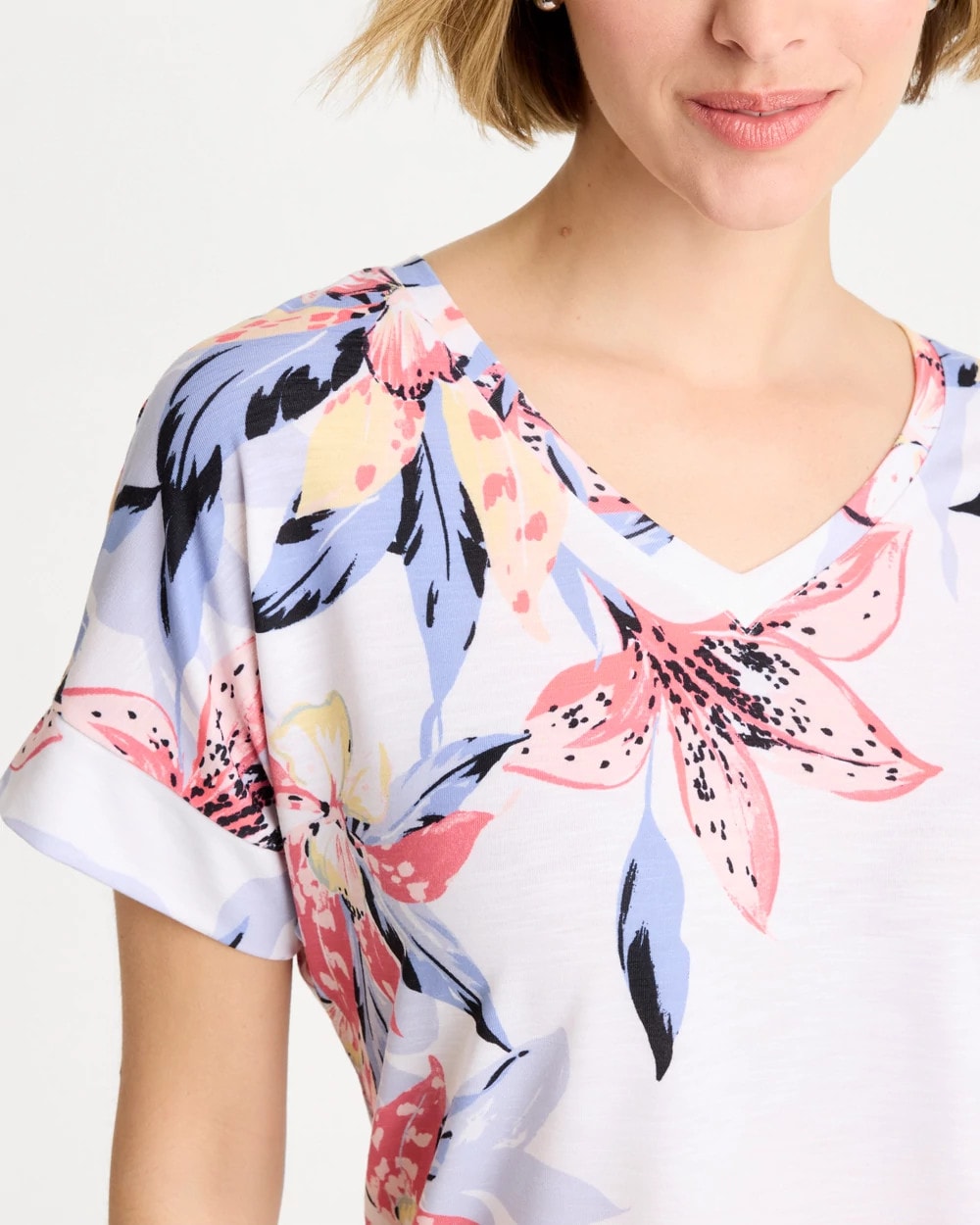 Chico's Zenergy® Lily Drop Shoulder Tee Calypso Coral