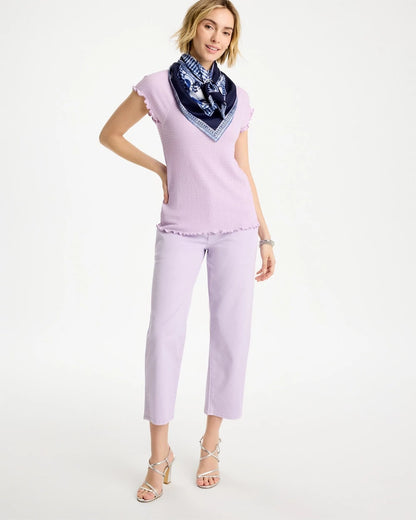 Chico's Textured Knit Lettuce Raglan Tee Orchid Mist