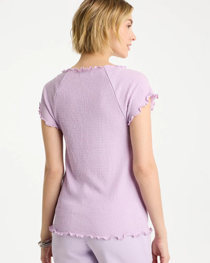Chico's Textured Knit Lettuce Raglan Tee Orchid Mist