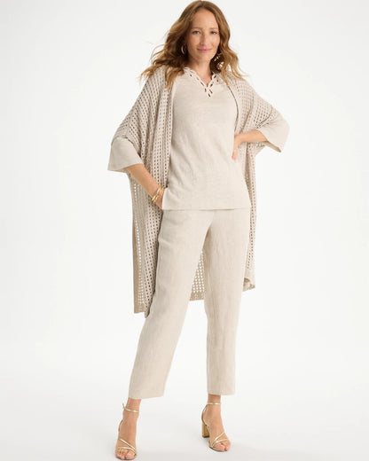 Chico's Embroidered Linen Tee River Rock