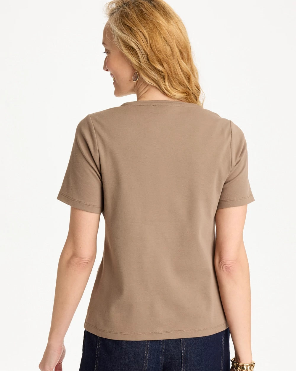 Chico's Cotton Sequin Tee Topaz Smoke