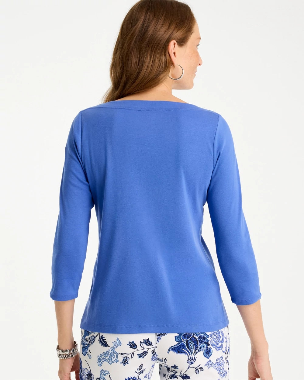 Chico's Pima 3/4 Sleeve Tee Amparo Blue