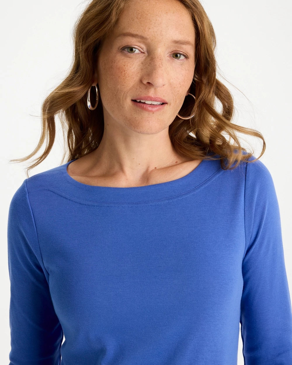 Chico's Pima 3/4 Sleeve Tee Amparo Blue