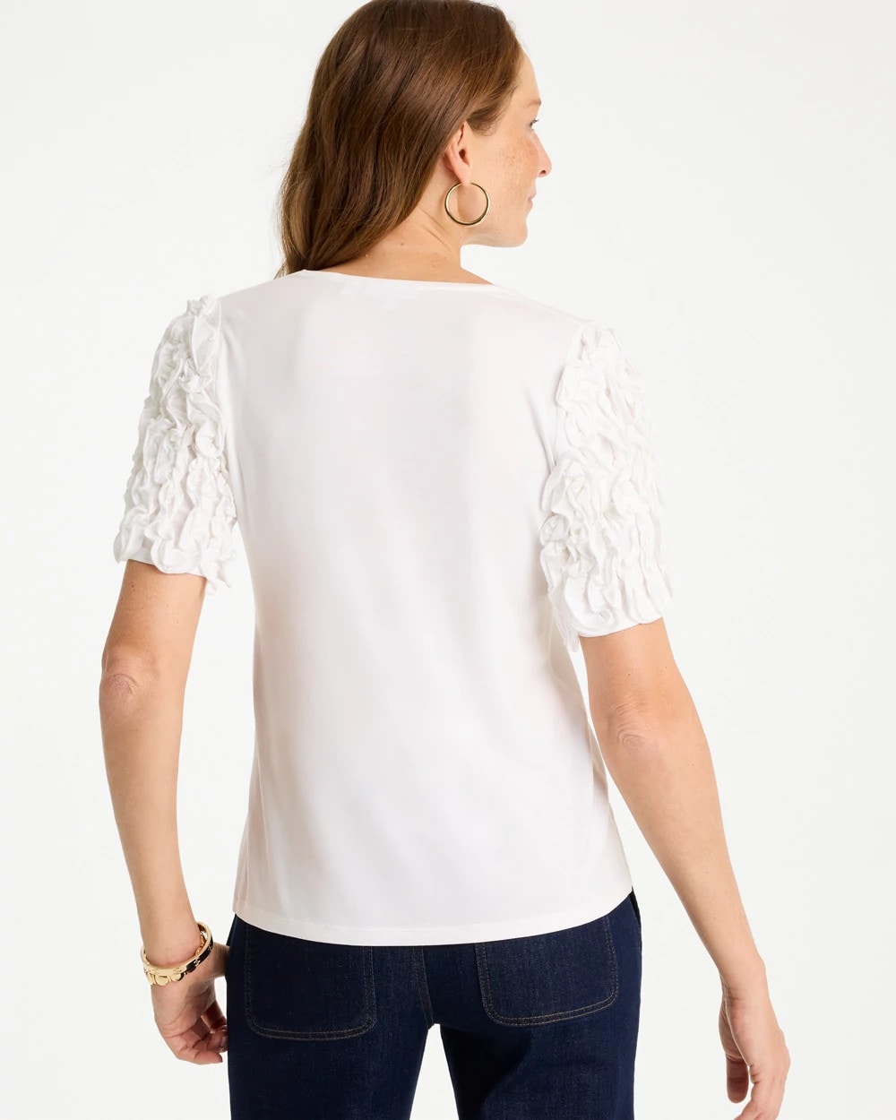 Chico's Knit 3D Sleeve Tee Alabaster