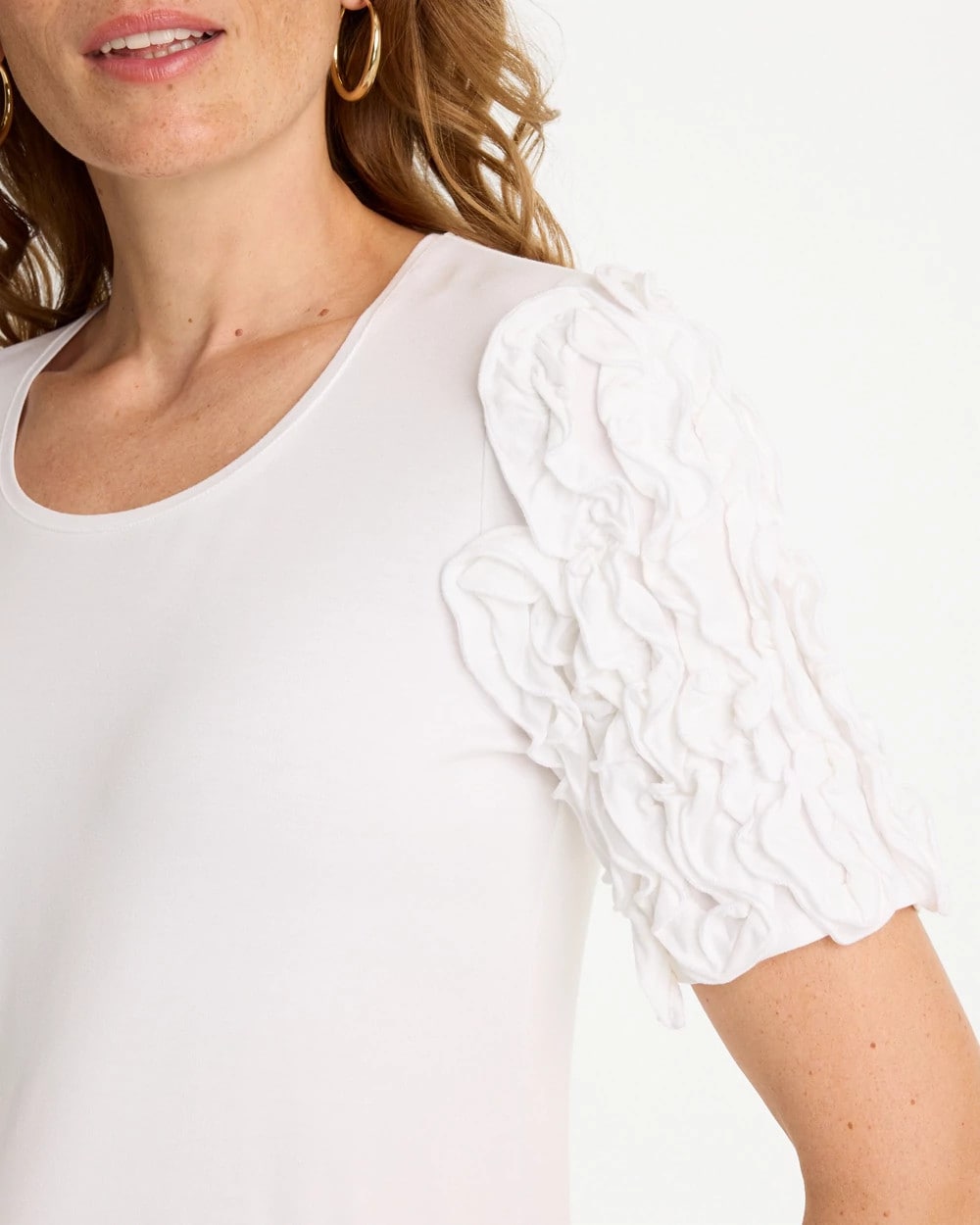Chico's Knit 3D Sleeve Tee Alabaster