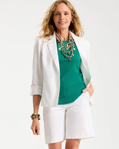 Chico's High Neck Rib Tank Topanga Green
