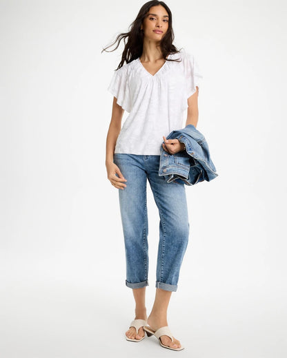 Chico's Burnout Floral Tee Alabaster