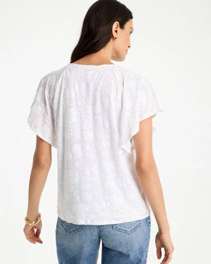 Chico's Burnout Floral Tee Alabaster