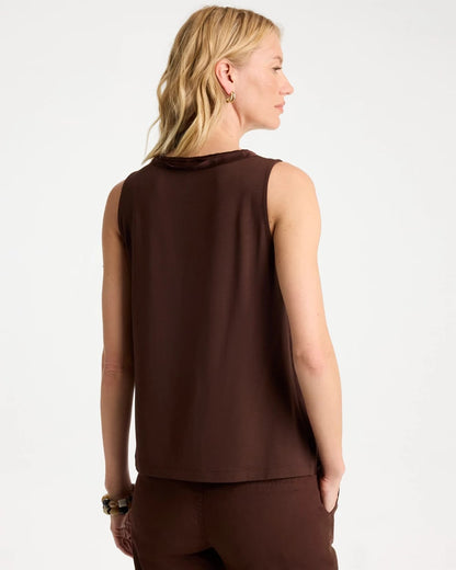 Chico's Jersey Satin Tank Top Deep Brown