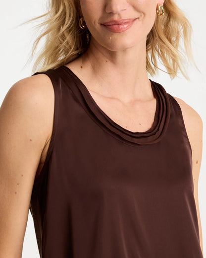 Chico's Jersey Satin Tank Top Deep Brown