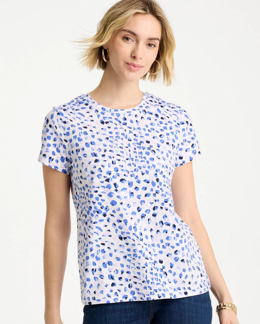 Chico's Murano Cotton Stretch Cap Sleeve Tee Amparo Blue
