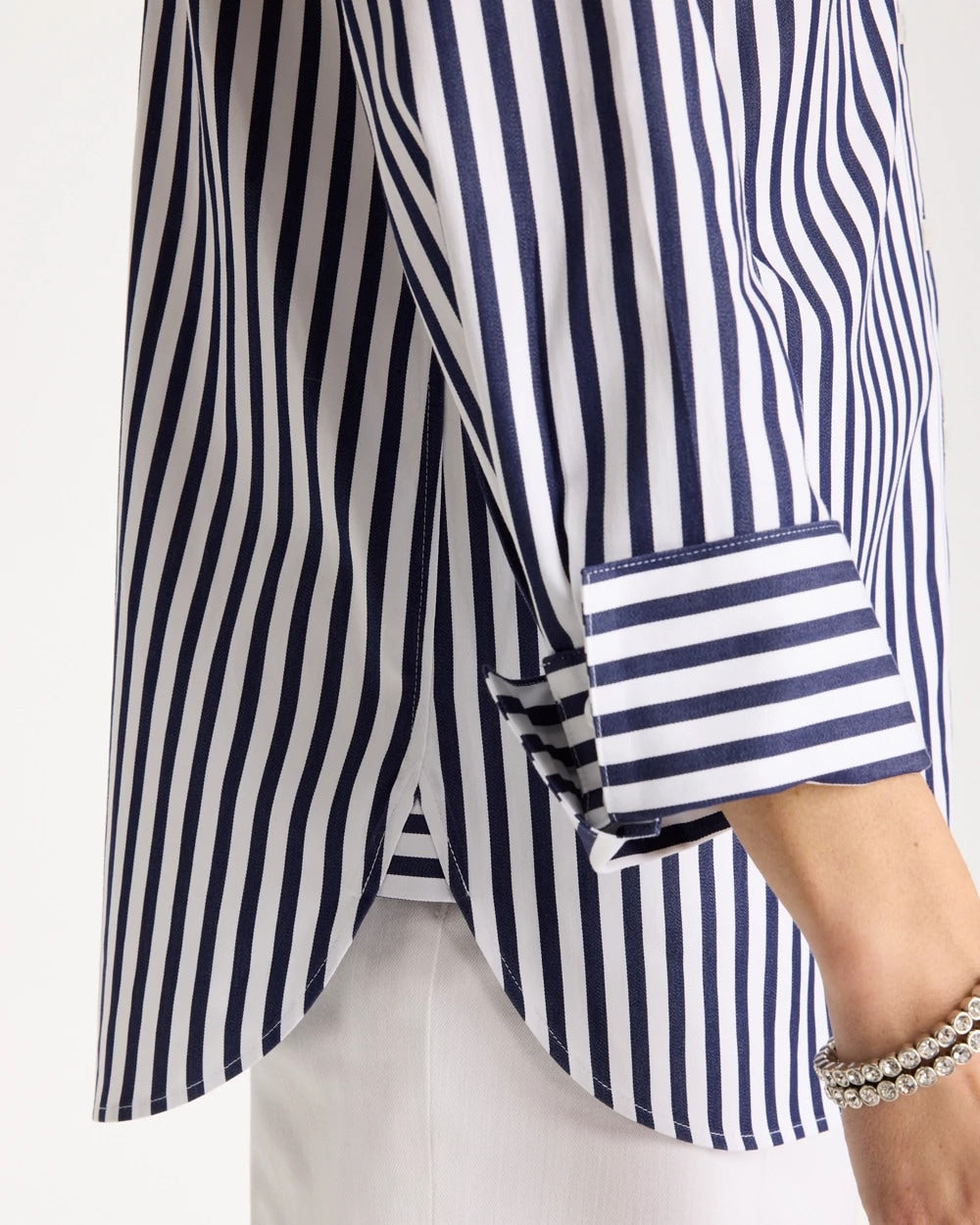 Chico's No Iron™ Stretch Striped Shirt Passport Blue