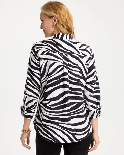 Chico's No Iron™ Stretch Animal Print Shirt Black