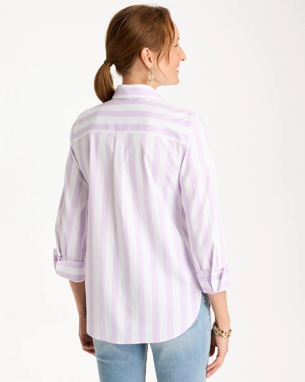 Chico's No Iron™ Stretch Striped Shirt Orchid Mist