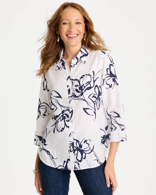 Chico's No Iron™ Linen Amalfi Shirt Passport Blue