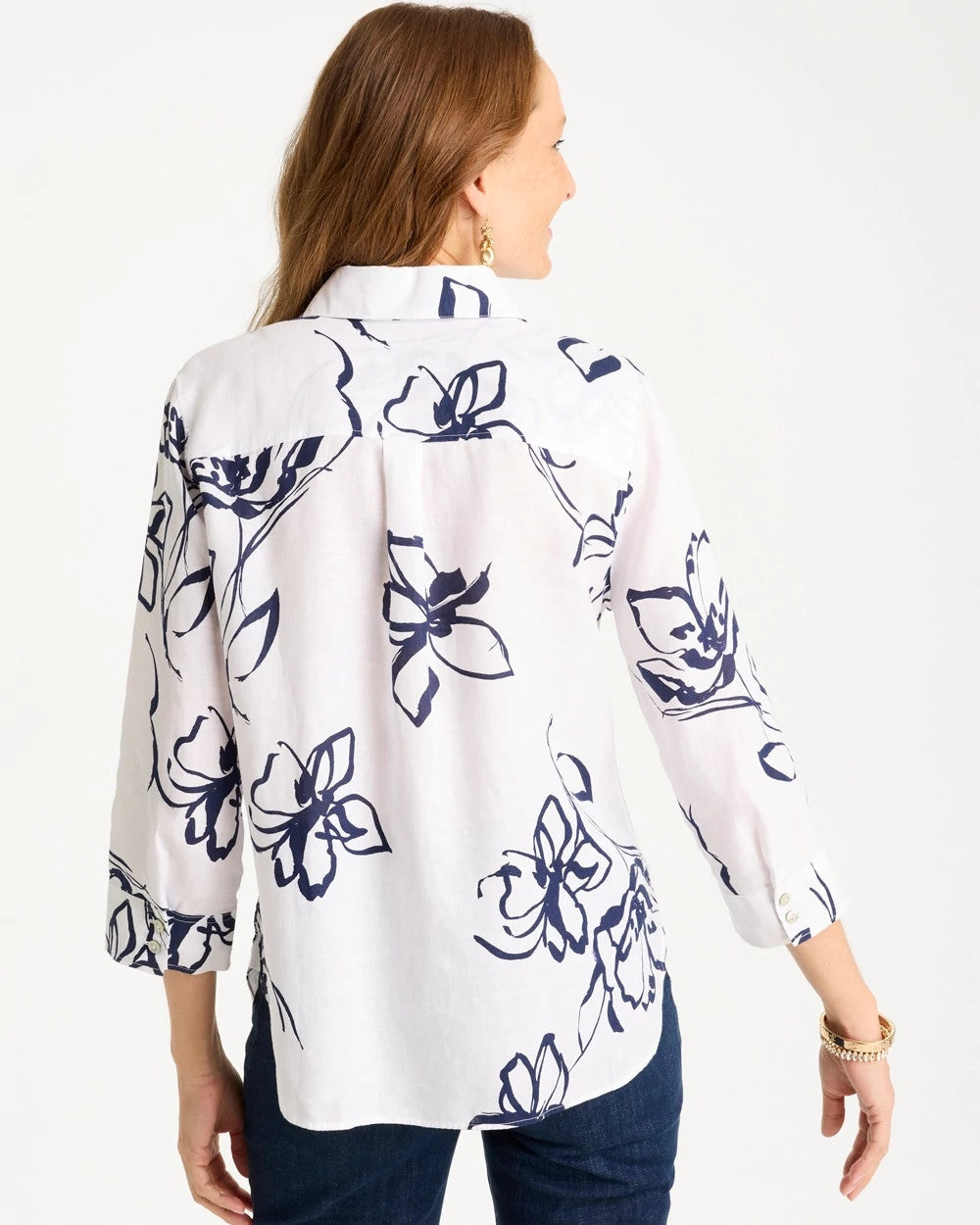 Chico's No Iron™ Linen Amalfi Shirt Passport Blue