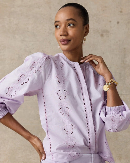 Chico's Embroidered Top Orchid Mist