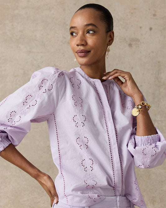 Chico's Embroidered Top Orchid Mist