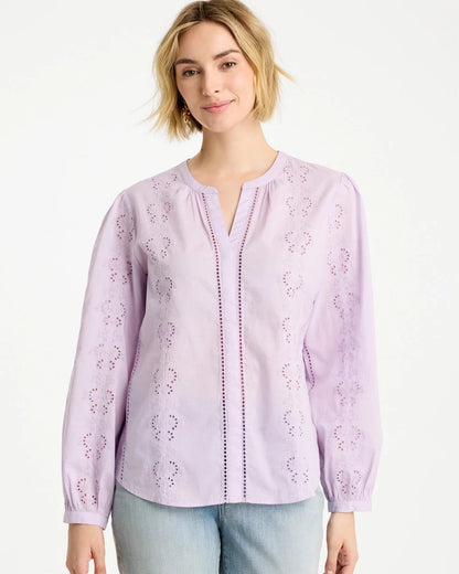 Chico's Embroidered Top Orchid Mist