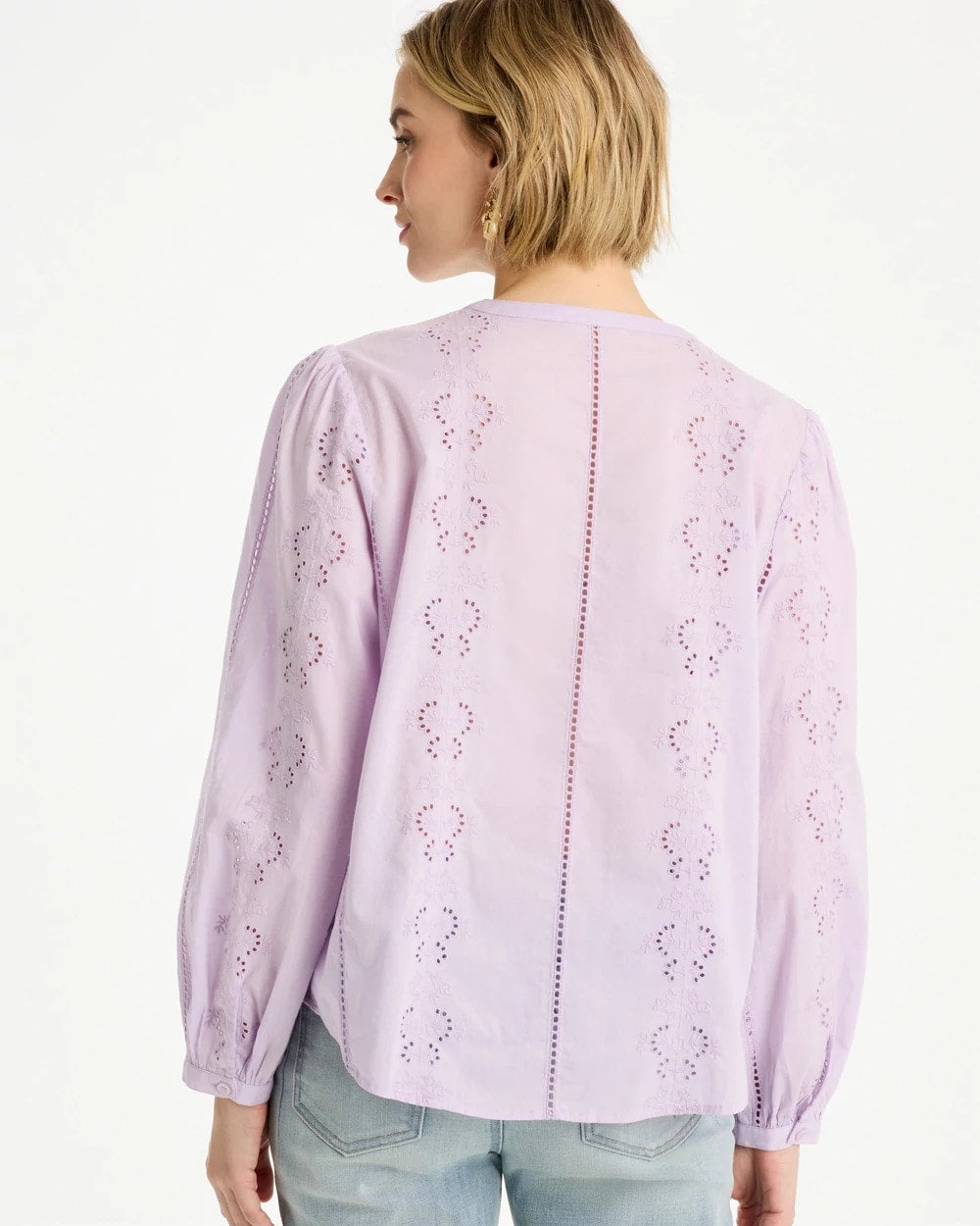 Chico's Embroidered Top Orchid Mist