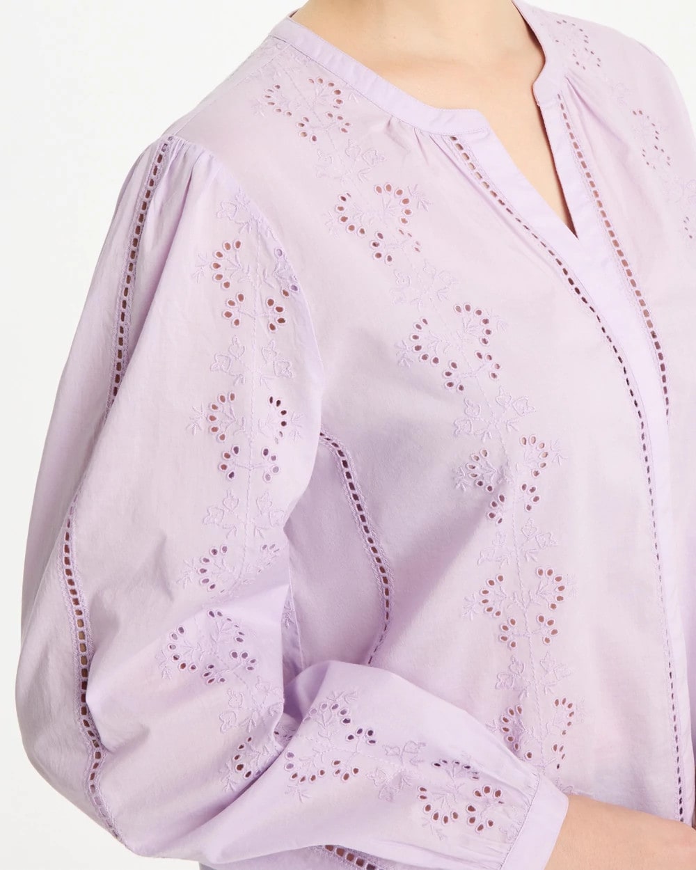 Chico's Embroidered Top Orchid Mist