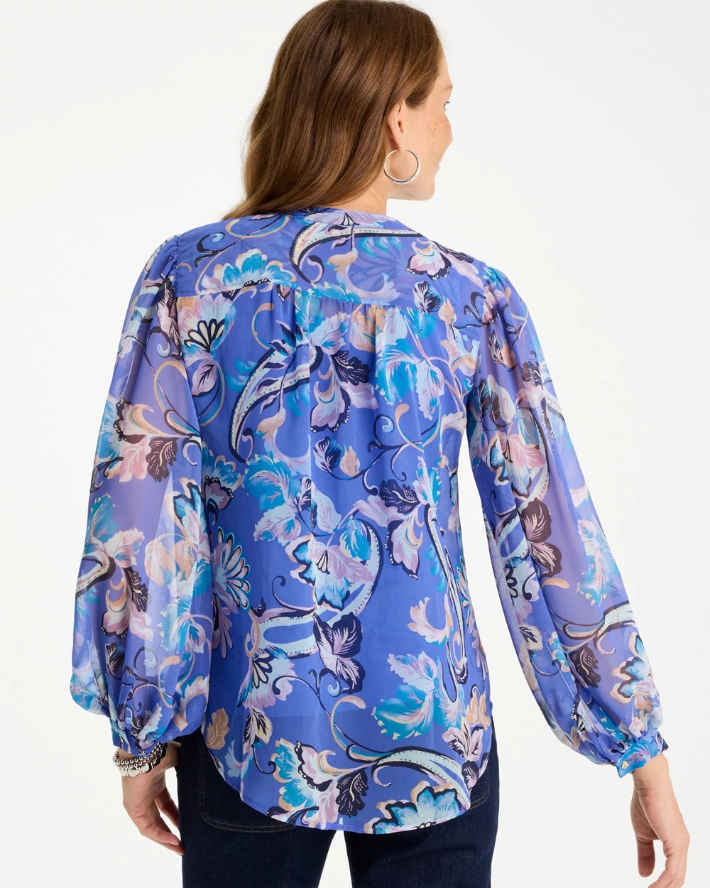 Chico's Georgette Paisley Blouse Amparo Blue