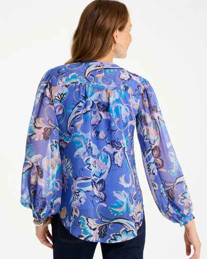 Chico's Georgette Paisley Blouse Amparo Blue