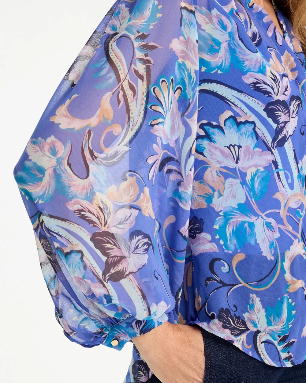 Chico's Georgette Paisley Blouse Amparo Blue