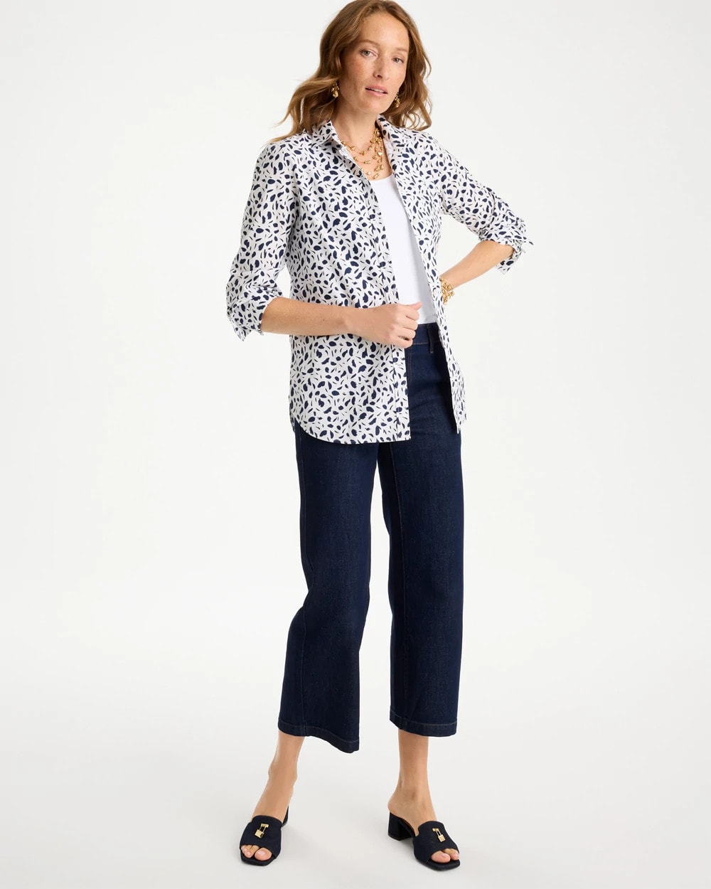 Chico's No Iron™ Stretch Printed Shirt Optic White
