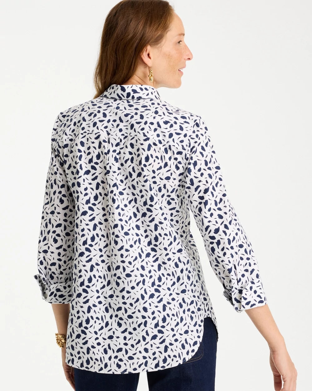 Chico's No Iron™ Stretch Printed Shirt Optic White