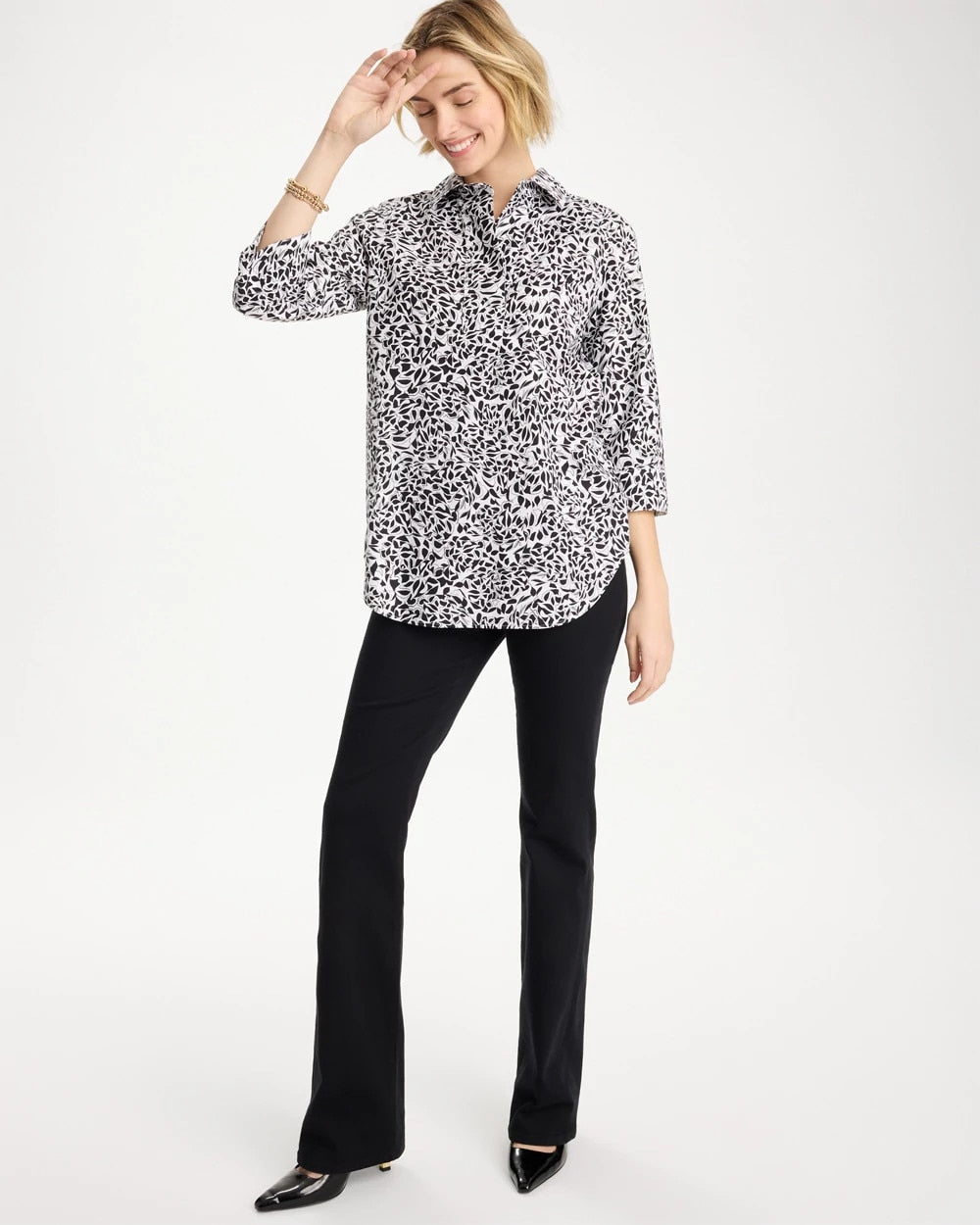 Chico's No Iron™ Stretch Printed Popover Black