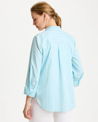 Chico's No Iron™ Stretch Gingham Shirt Bondi Blue