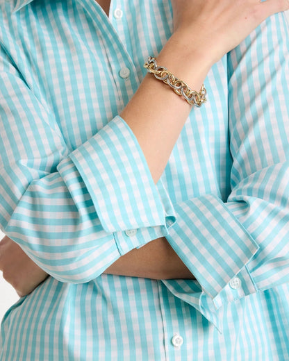 Chico's No Iron™ Stretch Gingham Shirt Bondi Blue