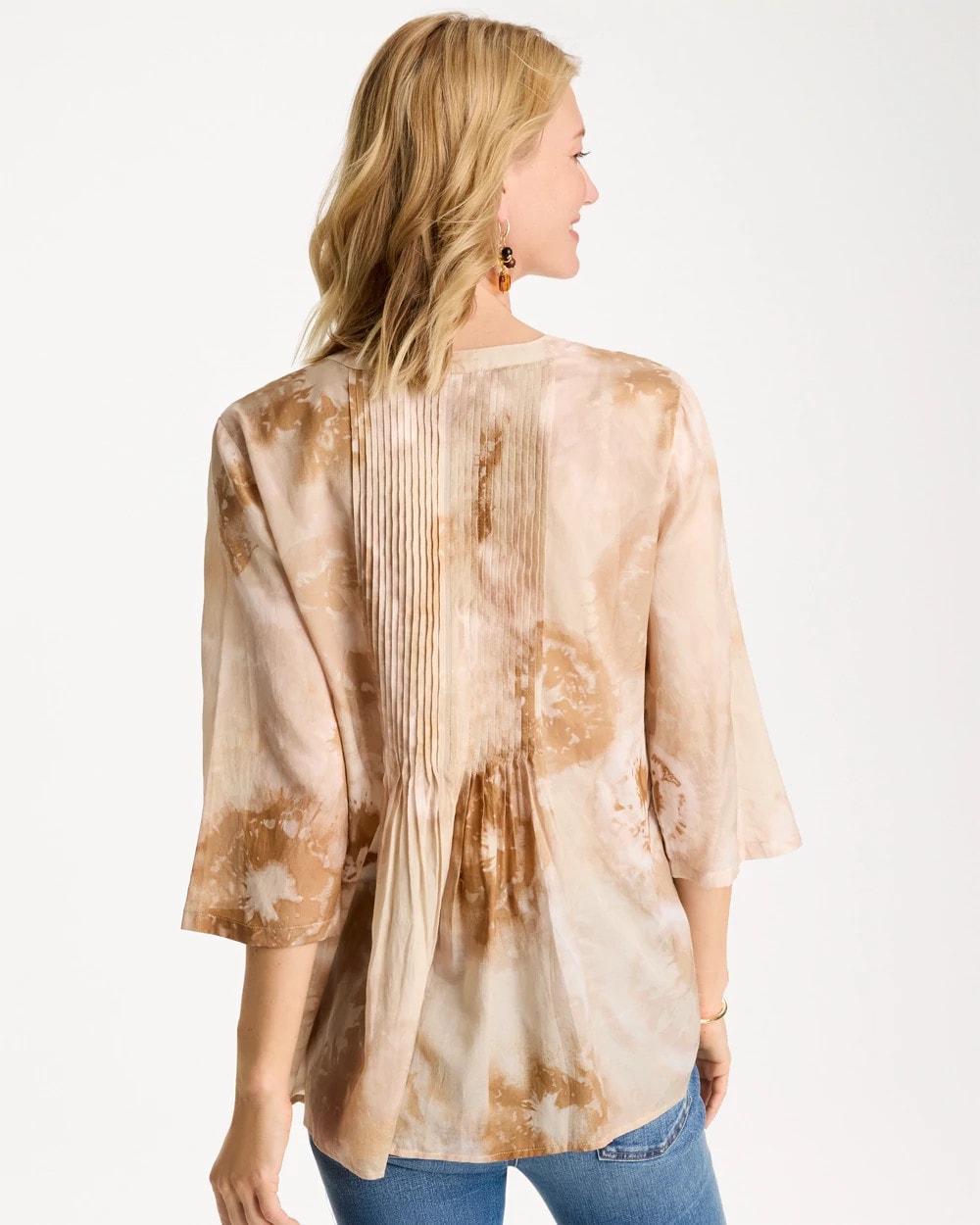 Chico's Cotton-Blend Pintuck Tunic Sandstone