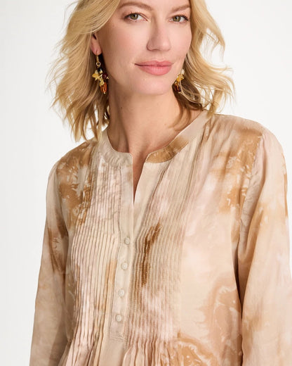 Chico's Cotton-Blend Pintuck Tunic Sandstone