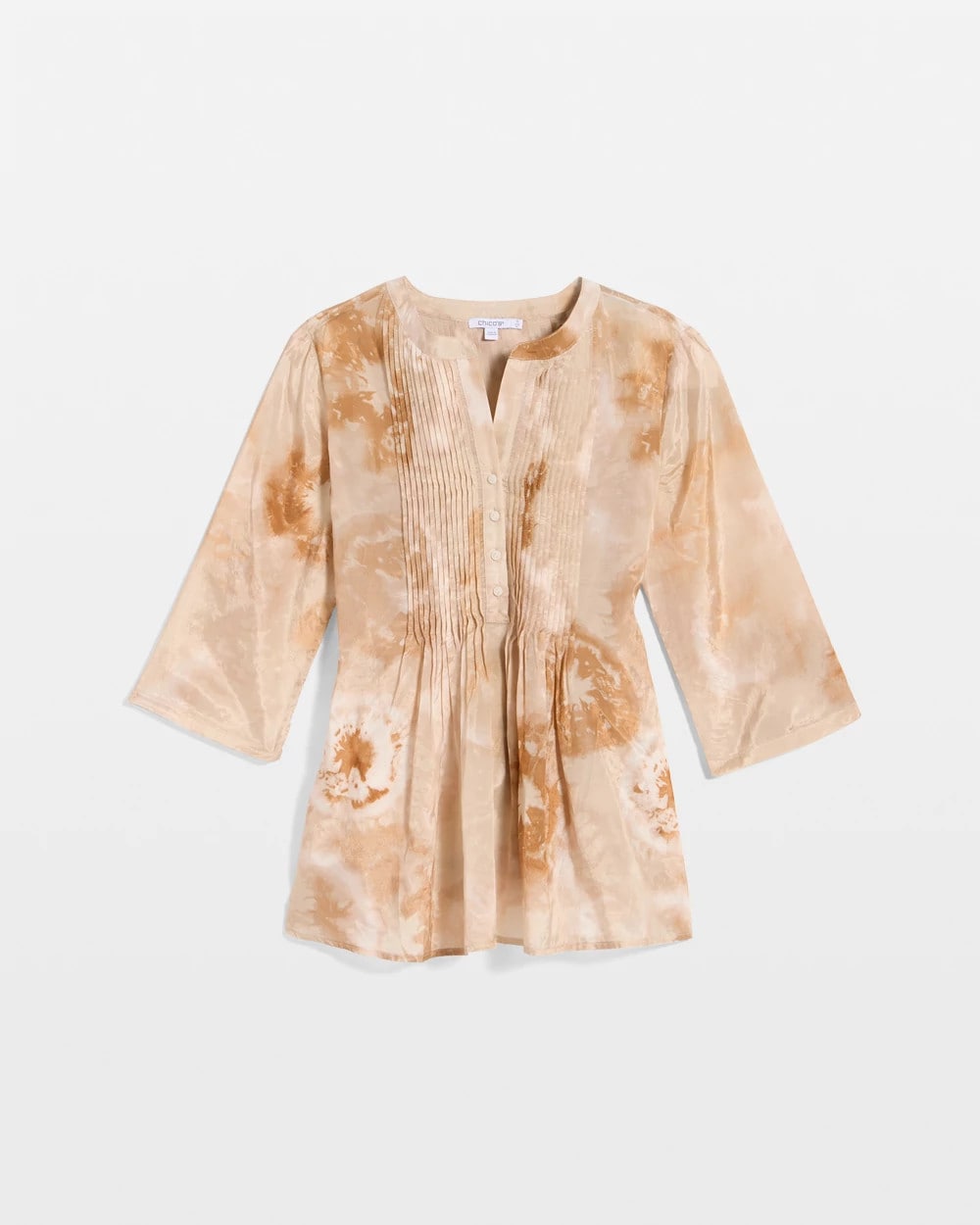 Chico's Cotton-Blend Pintuck Tunic Sandstone