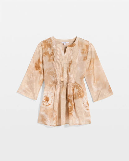 Chico's Cotton-Blend Pintuck Tunic Sandstone
